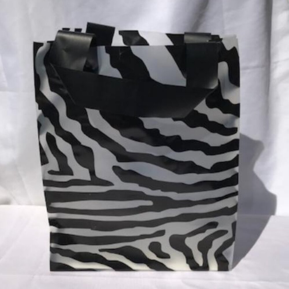 50 Zebra Print Shopping Bags Frosted 10" x 8" x 5" Retail Merchandise Gift Bags